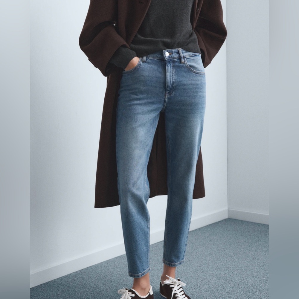 MNG (Mango) Denim $70 High-Rise Mom Jeans Medium Blue 8